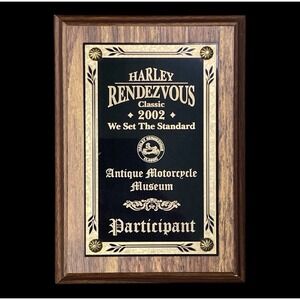 Harley Davidson Bike Show Wood Wall Plaque 2002 Rendezvous Classic Participant